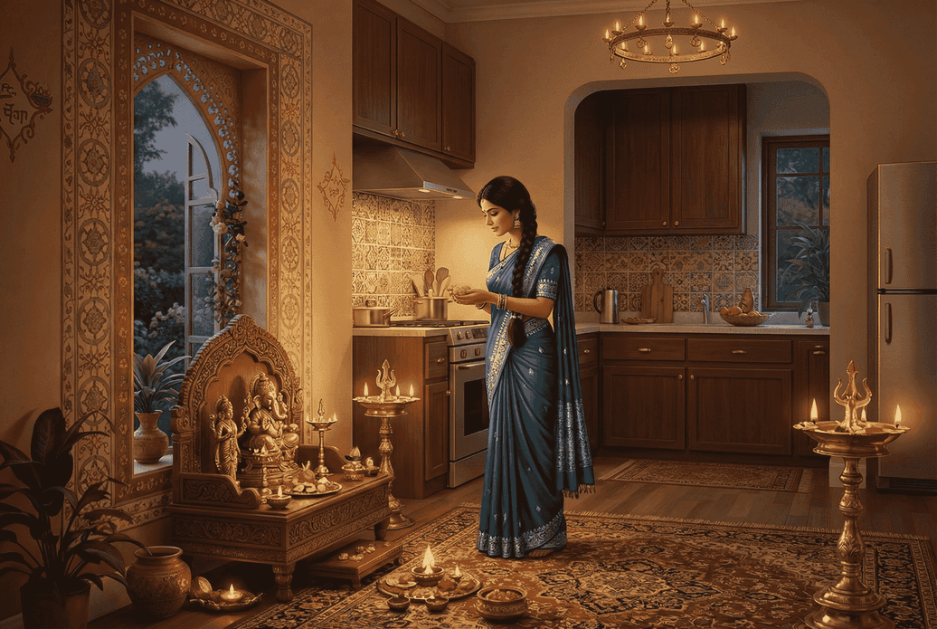 Blessed pooja ceremony with divine blessings and spiritual connection